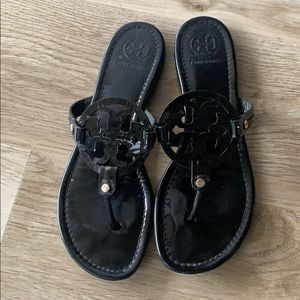 Tory burch miller sandals-10 black patent
